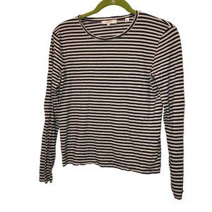 vince black white French Breton Nautical Stripe jersey knit classic top M